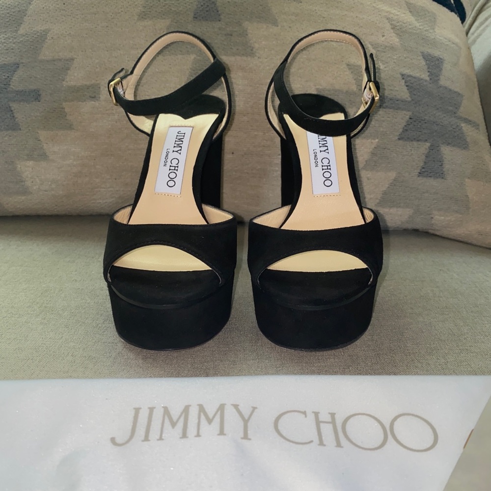 Jimmy Choo peachy 125 mm peachy black suede NWT 35.5 - Picture 8 of 14